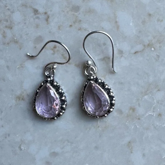 NWOT Sundance Drifting Dewdrops Earrings, Pink Kunzite, Sterling Silver
